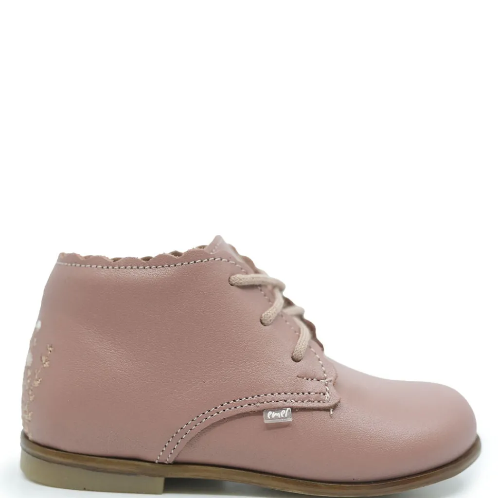 Emel Rose Scalloped Embroidered Baby Bootie Clearance