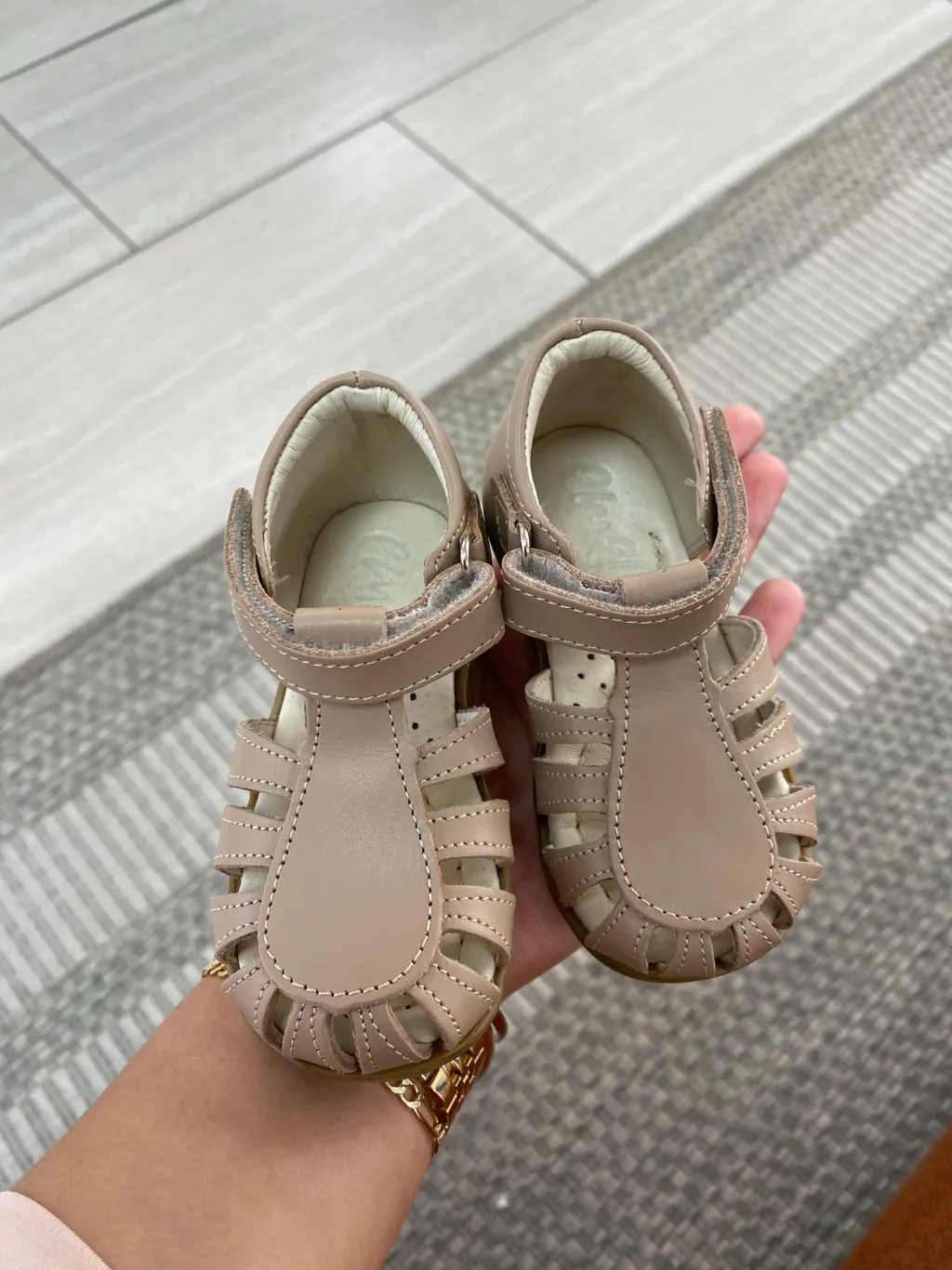 Emel Taupe Closed Toe Baby Sandal Outlet