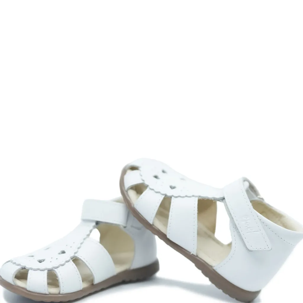 Emel White Heart Cutout Closed Toe Baby Sandal Sale