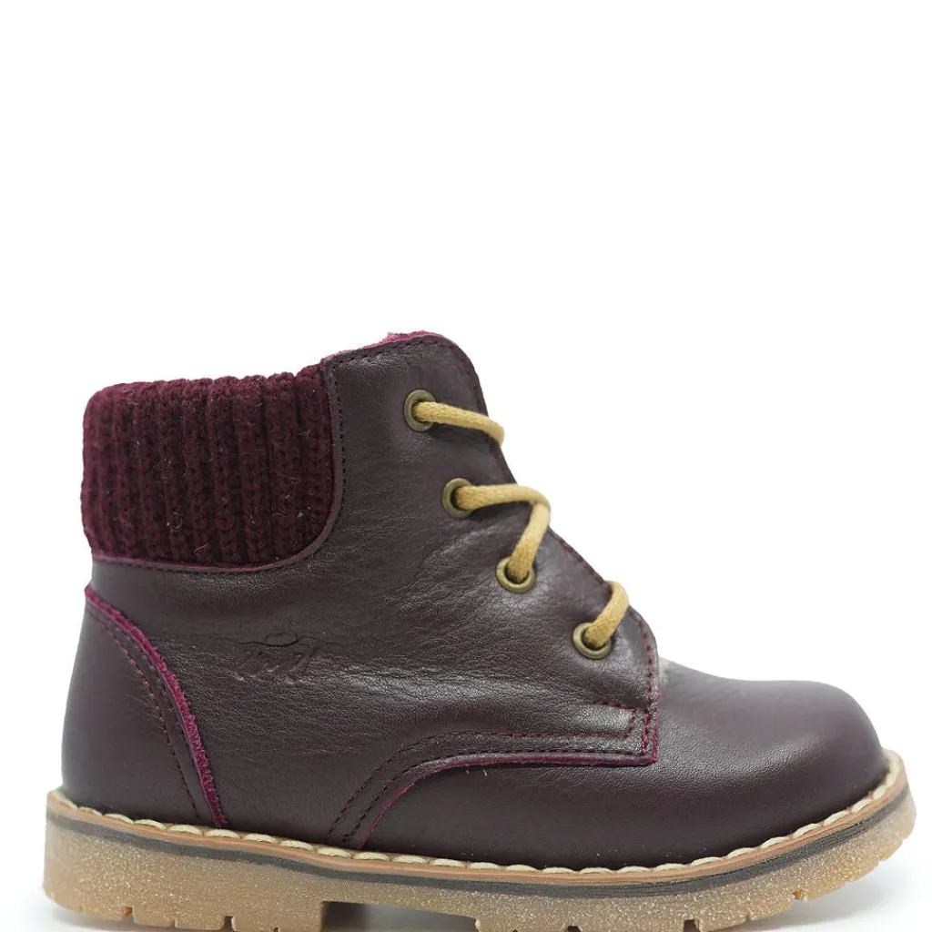 Emel Wine Fur Lined Chunky Baby Bootie Clearance