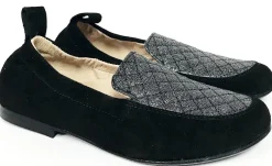 Hoo Black Suede/Silver Elastic Loafer Discount