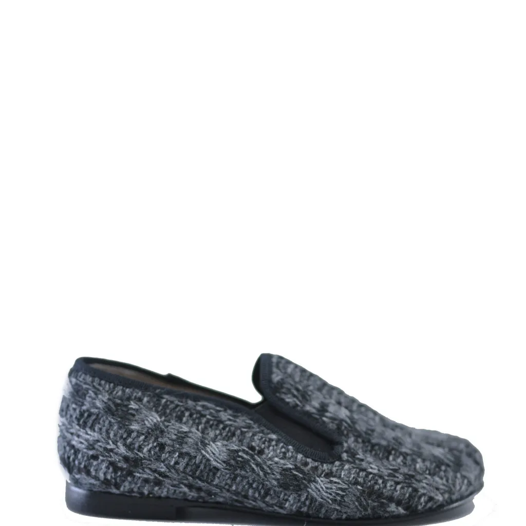 Hoo Gray Cableknit Smoking Loafer New