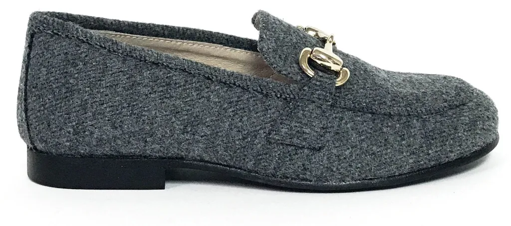 Hoo Gray Wool Chain Loafer New