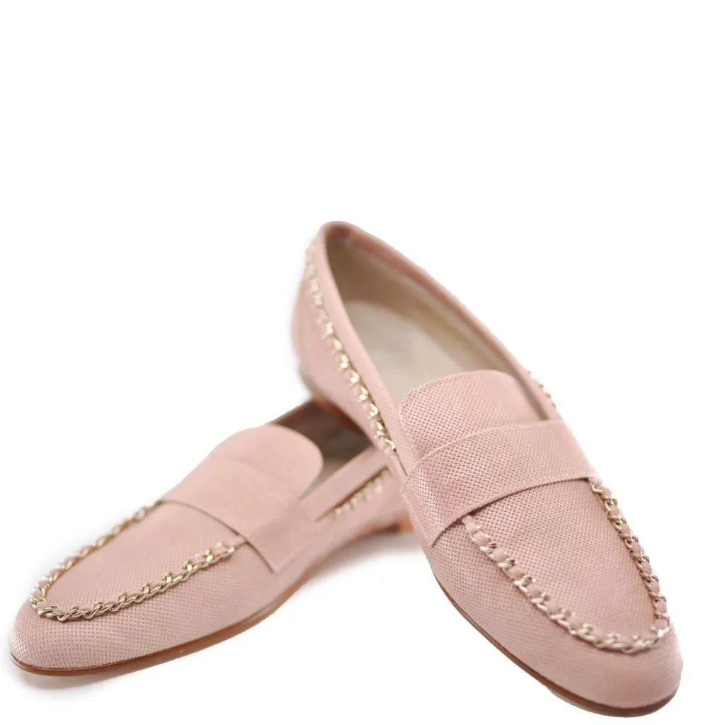 Hoo Pink Textured Chain Loafer Sale