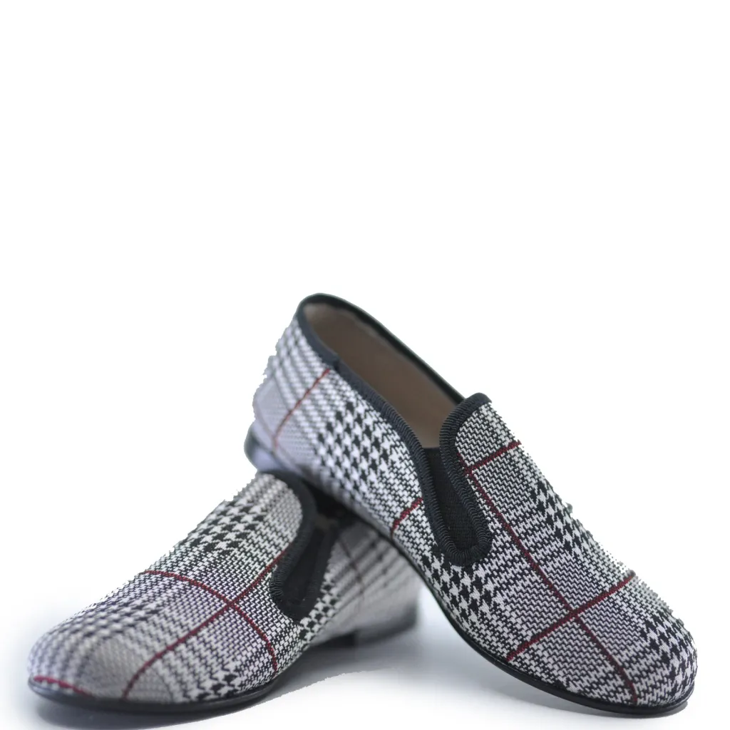 Hoo Plaid Houndstooth Smoking Loafer Fashion