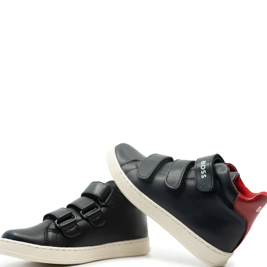 HUGO BOSS Black and Red Velcro Baby Sneaker New