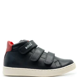 HUGO BOSS Black and Red Velcro High Top Sneaker Hot