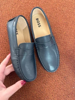 HUGO BOSS Blue Leather Logo Loafer New
