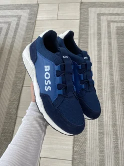 HUGO BOSS Navy Elastic Lace Sneaker Fashion