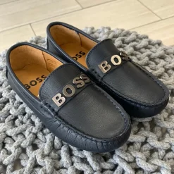 HUGO BOSS Navy Leather Loafer Fashion