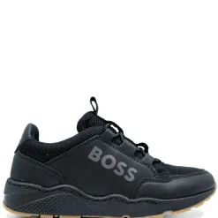 HUGO BOSS Solid Black Elastic Sneaker Discount
