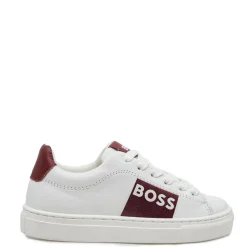 HUGO BOSS White and Brick Lace Sneaker New