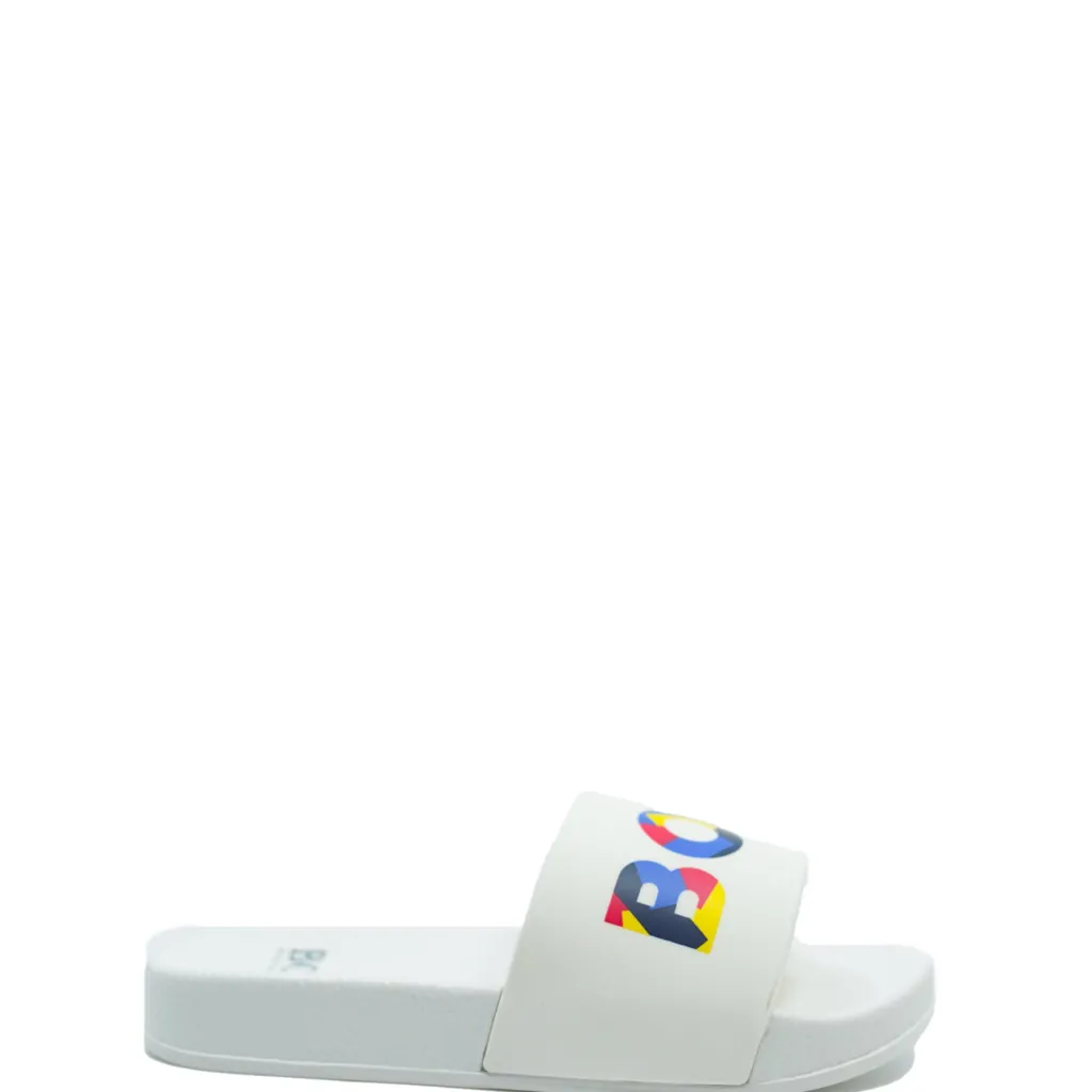 HUGO BOSS White Multi Logo Slide Discount