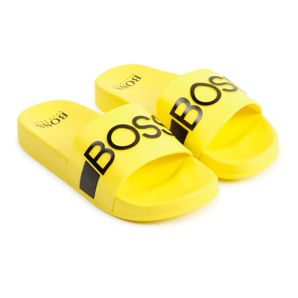 HUGO BOSS Yellow Logo Slide New
