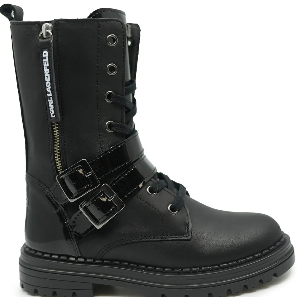Karl Lagerfeld Black Double Zipper Boot Best