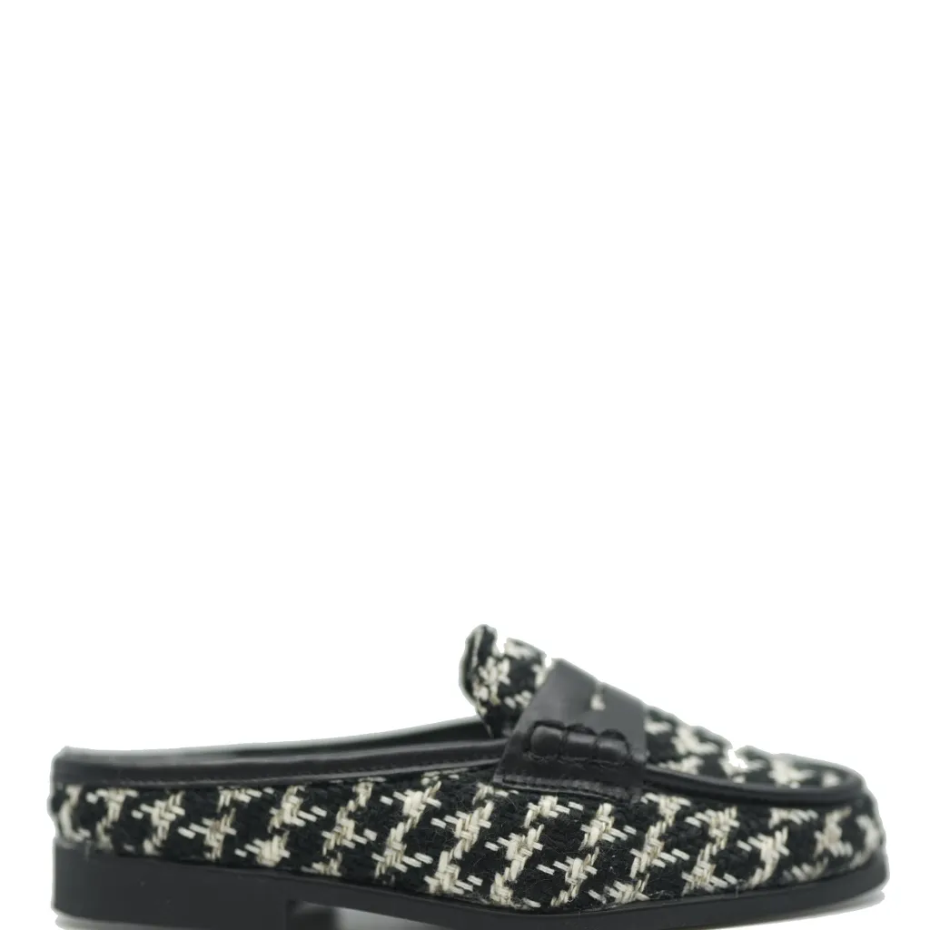 LMDI Collection LMDI Black and White Houndstooth Penny Mule Discount