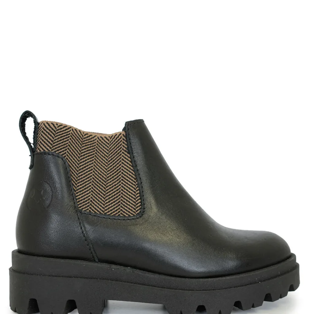 LMDI Collection LMDI Black Leather Chunky Elastic Boot Outlet