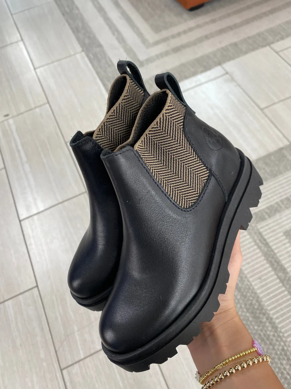 LMDI Collection LMDI Black Leather Chunky Elastic Boot Outlet