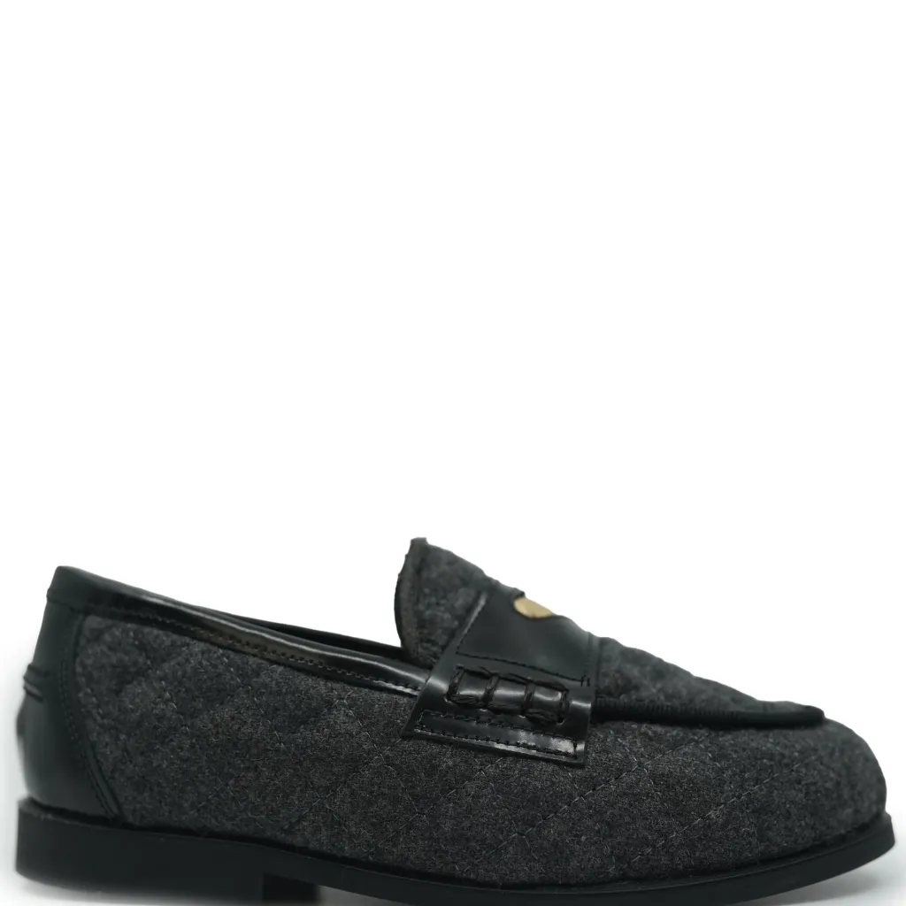 LMDI Collection LMDI Gray Wool and Gold Heart Loafer Sale