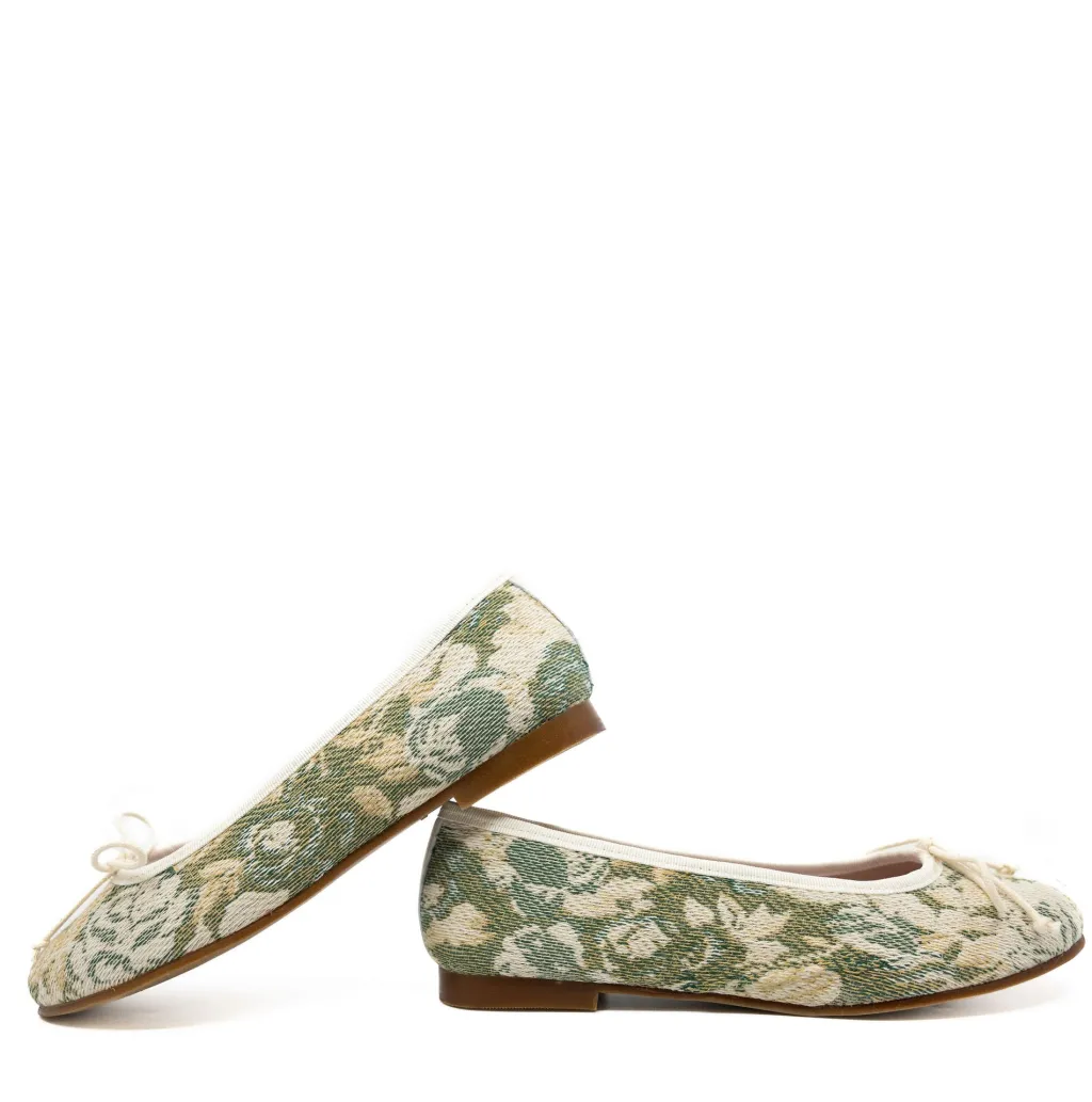 LMDI Collection LMDI Green Jacquard Bow Ballet Flat Outlet