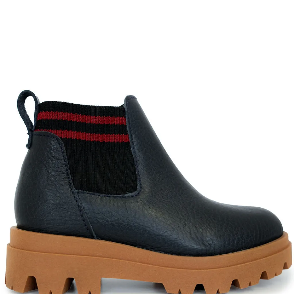 LMDI Collection LMDI Navy Leather Elastic Chunky Boot Discount