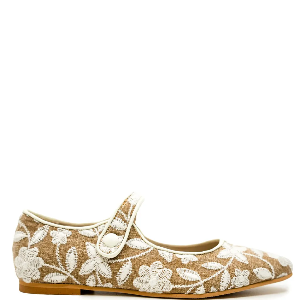 LMDI Collection LMDI Taupe Floral Embroidered Pointed Mary Jany Best