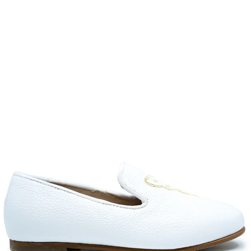 LMDI Collection LMDI White Leather Butterfly Smoking Loafer Fashion