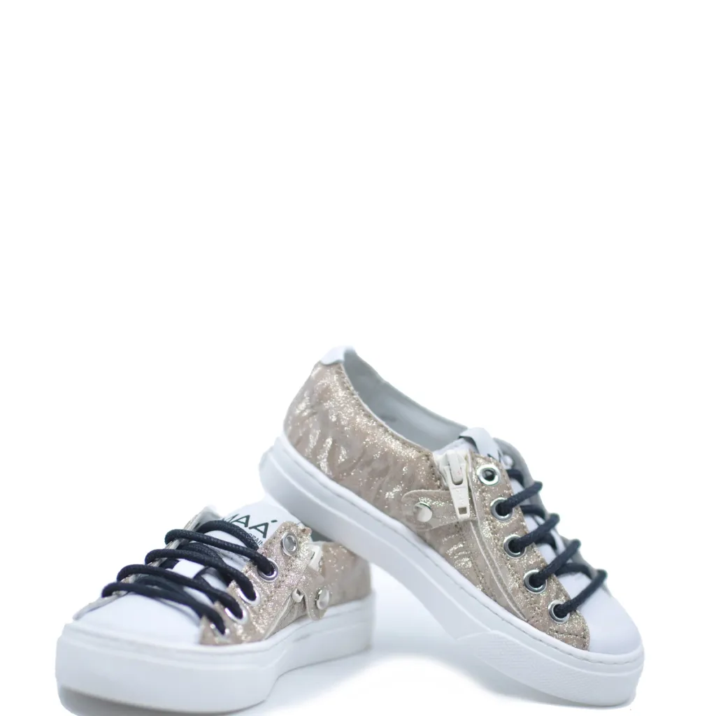 MAA Gold Shimmer Zipper Sneaker Hot