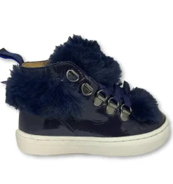 MAA Navy Patent Fur High Top Sneaker Hot