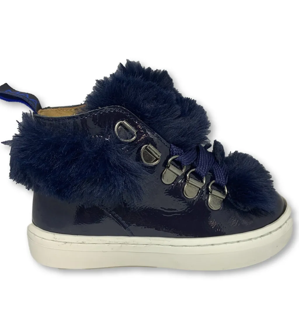 MAA Navy Patent Fur High Top Sneaker Hot