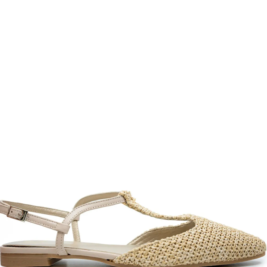 Manuela De Juan Manuela Beige Crochet Pointed T Strap Sale