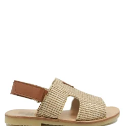Manuela De Juan Manuela Beige Rafia Velcro Sandal Discount
