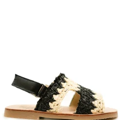Manuela De Juan Manuela Black and White Crochet Sandal Online