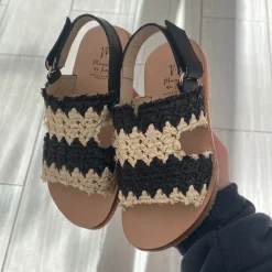 Manuela De Juan Manuela Black and White Crochet Sandal Online