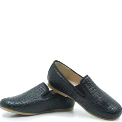 Manuela De Juan Manuela Black Leather Weave Smoking Loafer New