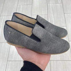 Manuela De Juan Manuela Black Rubber Linen Smoking Loafer Online