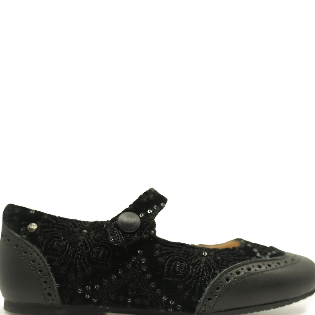 Manuela De Juan Manuela Black Velvet Embellished Wingtip Mary Jane Discount