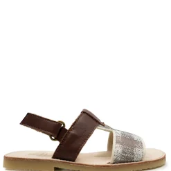 Manuela De Juan Manuela Brown Checked Velcro Sandal Fashion