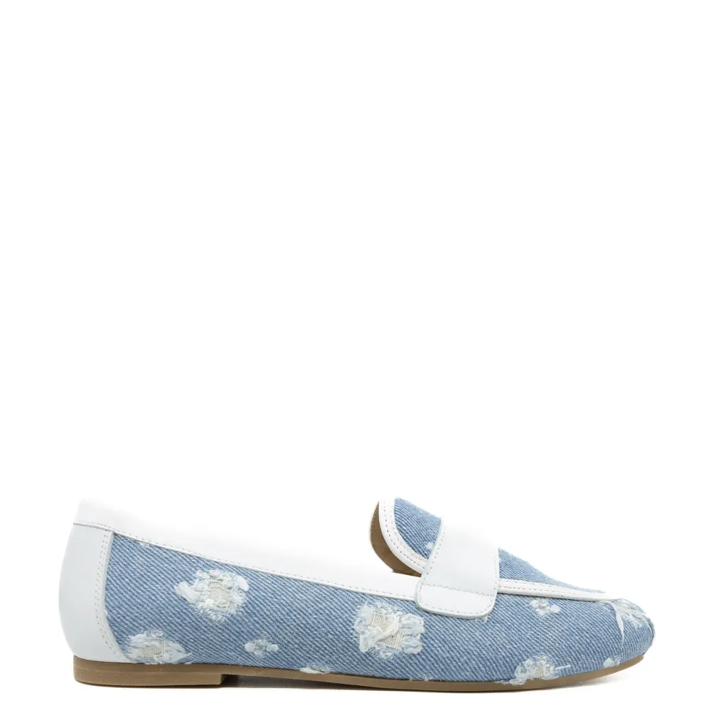 Manuela De Juan Manuela Denim Stone Wash Loafer New