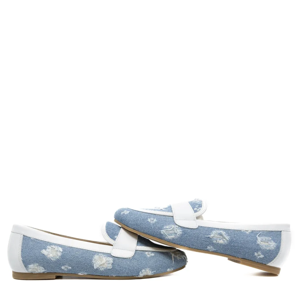 Manuela De Juan Manuela Denim Stone Wash Loafer New