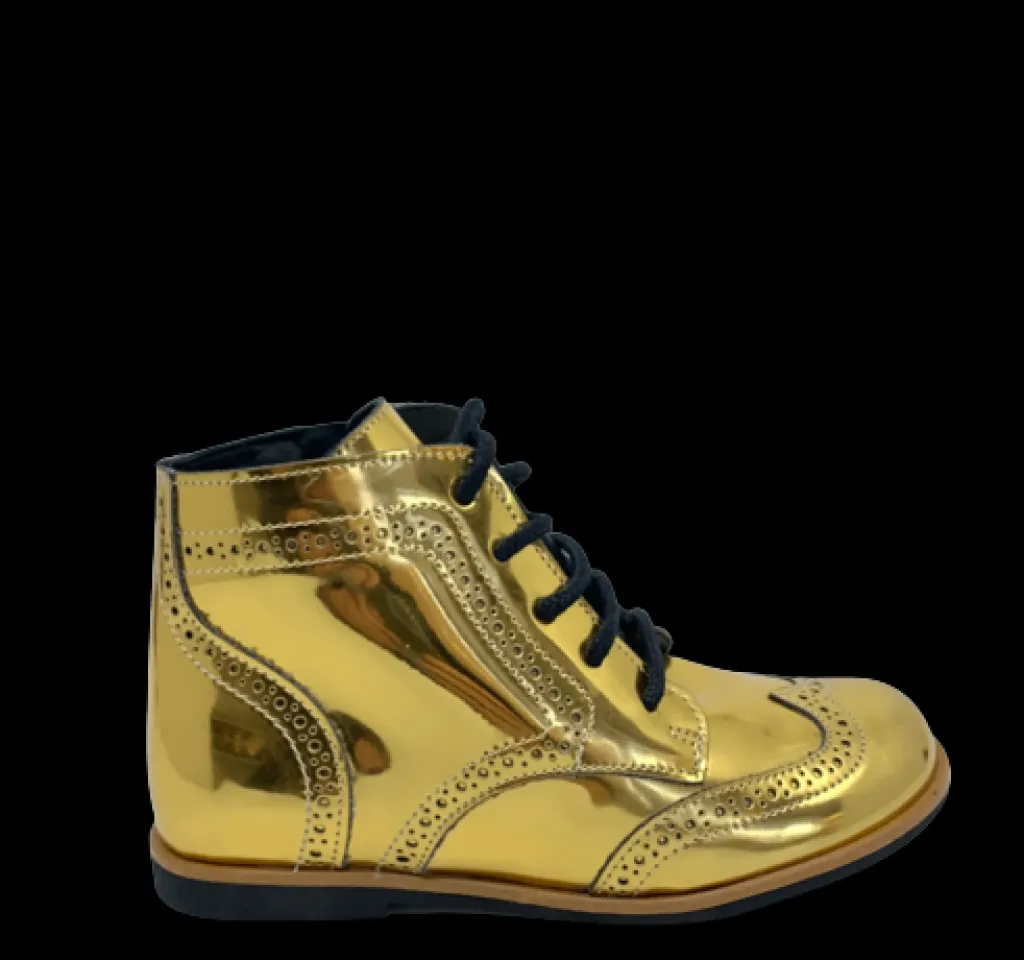 Manuela De Juan Manuela Gold Mirror Wingtip Bootie Discount