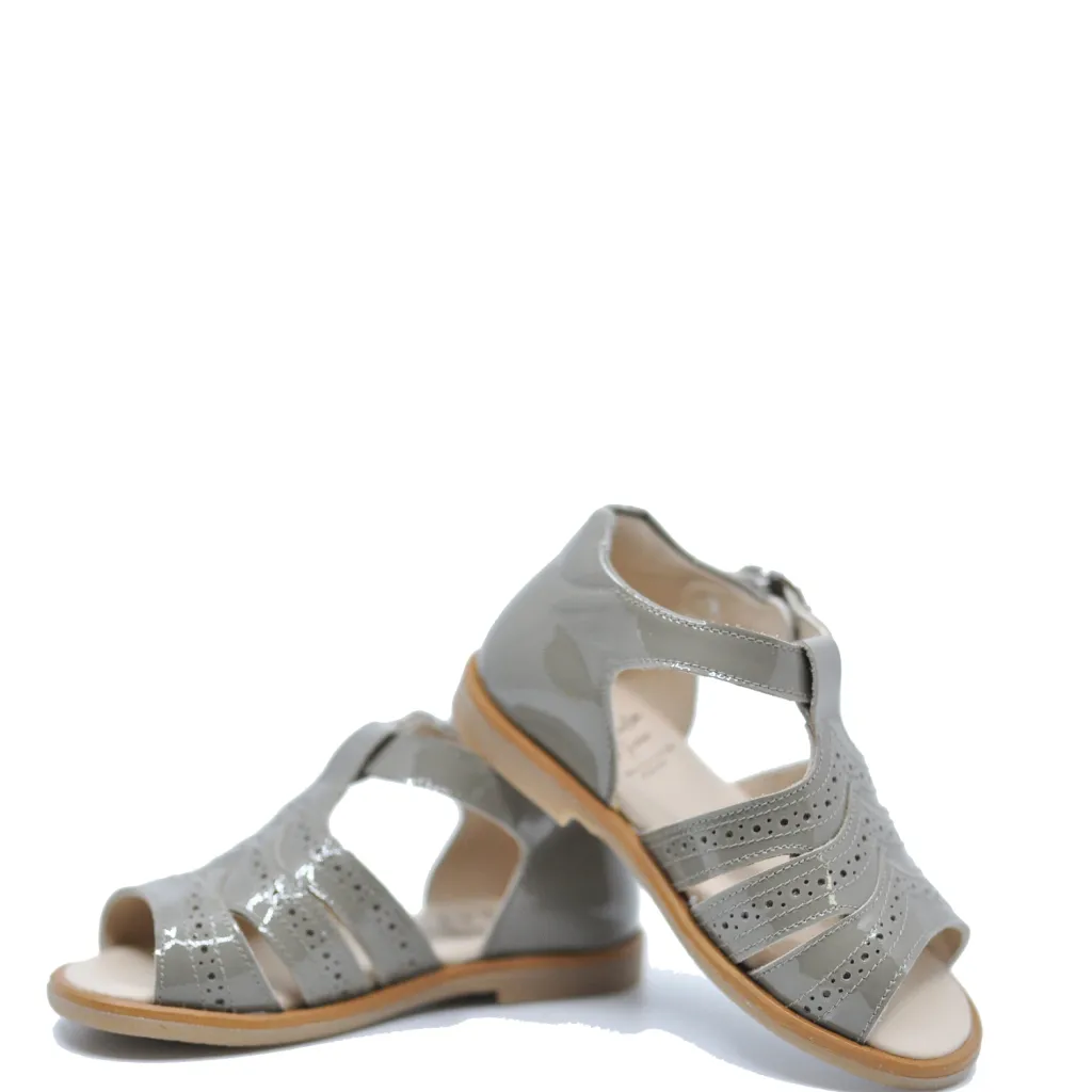 Manuela De Juan Manuela Gray Patent Perforated Sandal Hot