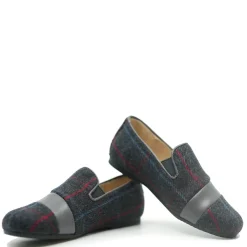 Manuela De Juan Manuela Gray Wool Plaid Smoking Loafer Online