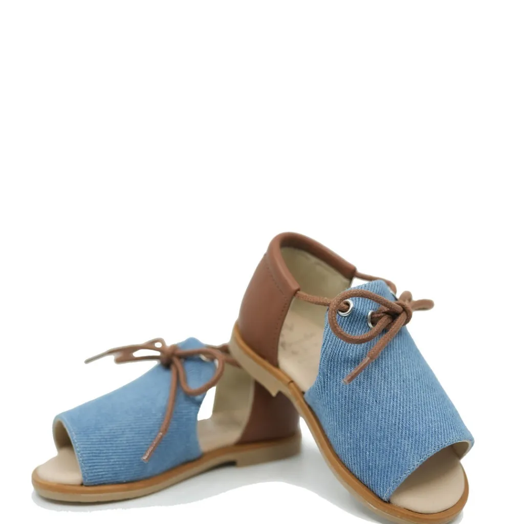 Manuela De Juan Manuela Jean and Camel Lace Baby Sandal Discount