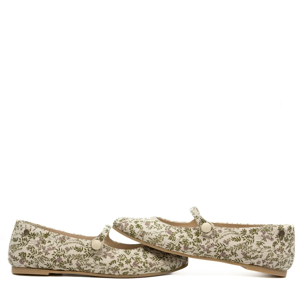 Manuela De Juan Manuela Linen Leaves Pointed Mary Jane Outlet
