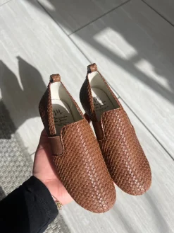 Manuela De Juan Manuela Luggage Weave Smoking Loafer New