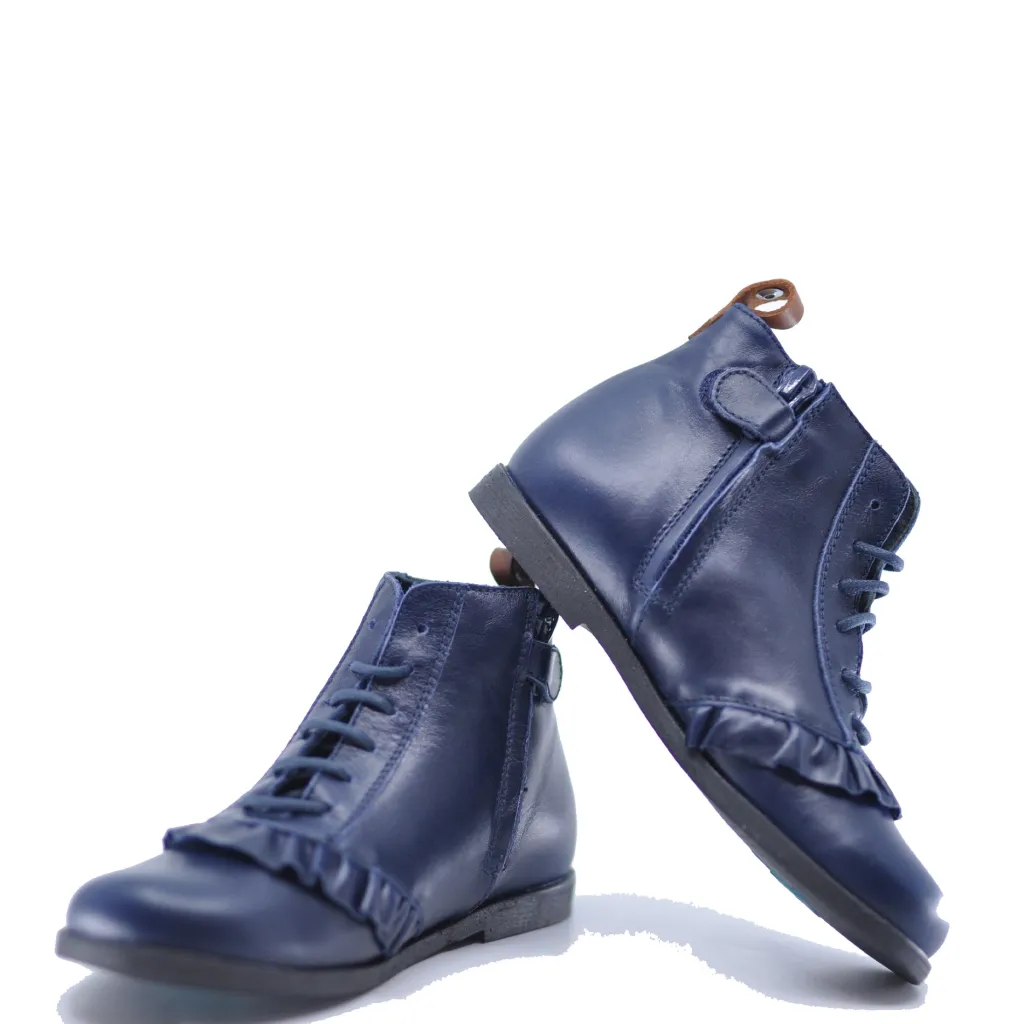 Manuela De Juan Manuela Navy Ruffle Bootie Hot