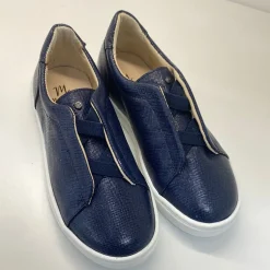 Manuela De Juan Manuela Navy Textured Elastic Sneaker Discount