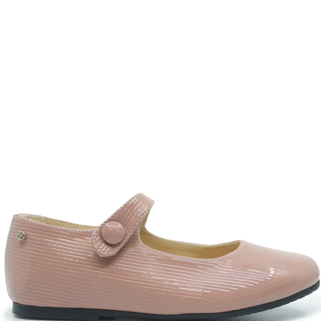 Papanatas Manuela Old Rose Textured Patent Mary Jane New
