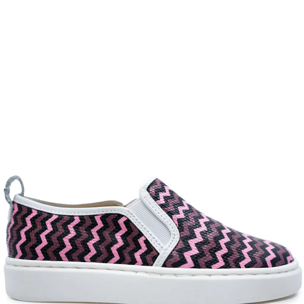 Manuela De Juan Manuela Pink Chevron Slip-on Sneaker Outlet